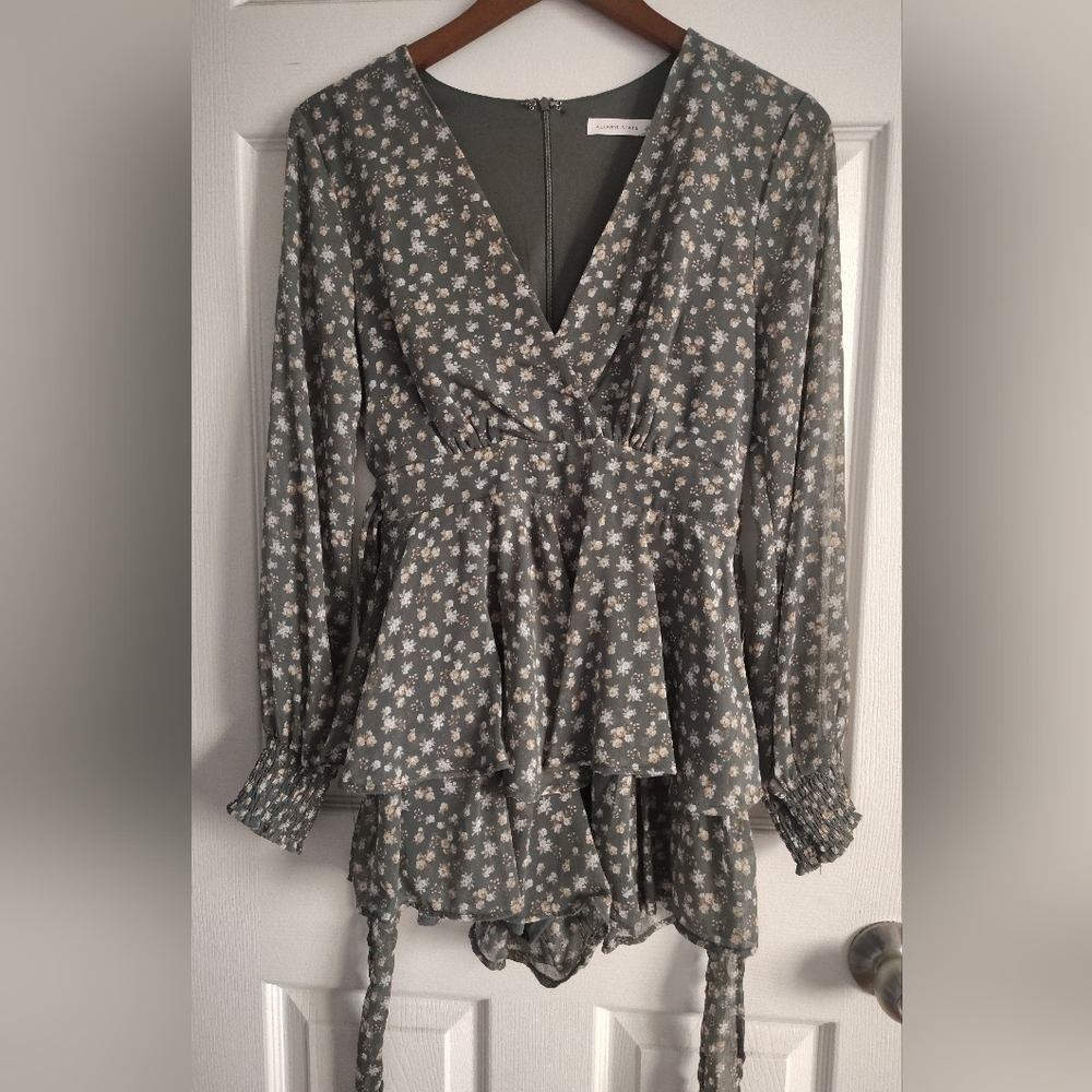 Altar'd State Charcoal Floral Peplum Blouse